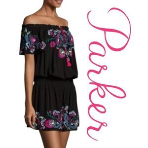 Parker Tammy Embroidered Off The Shoulder Dress Womens Size XS